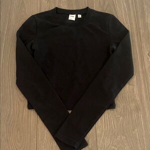 Black TNA Waffle cropped shirt